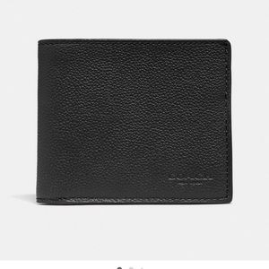 Coach Black ID Billfold Wallet Leather